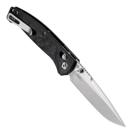 Hogue Mysto Folder Knife 3-2/5 Drop Point Blade Black Diamond Metal